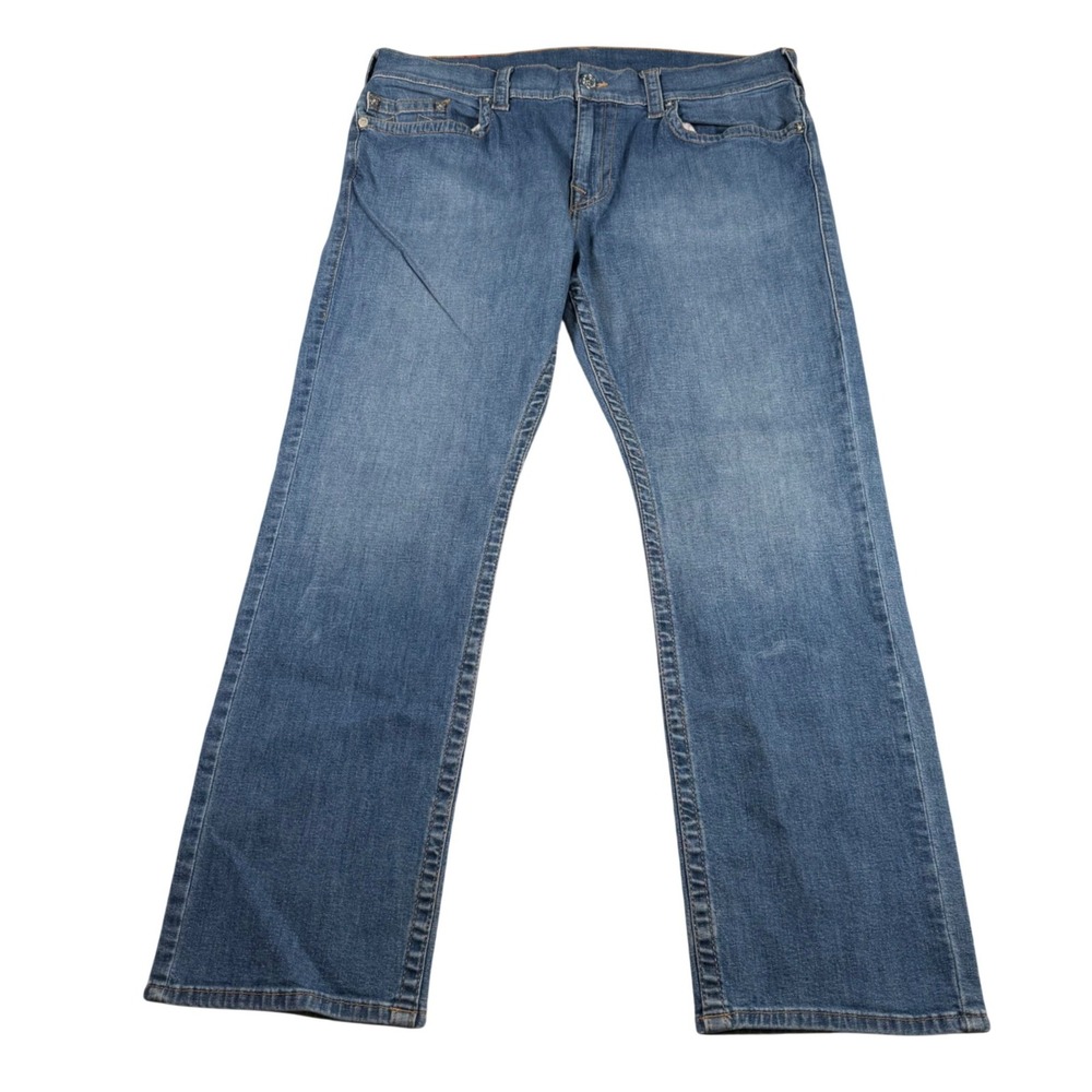 True Religion Ricky Jeans Men 38(FITS 37x28) Blue Relaxed Straight Drop Top Blue
